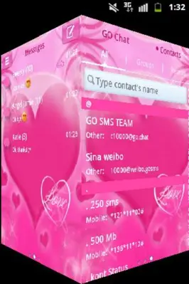 GO SMS Pro Theme Pink Love android App screenshot 0