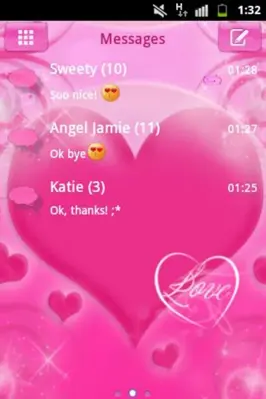 GO SMS Pro Theme Pink Love android App screenshot 3